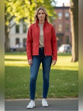 Ariat Agile Softshell Jacket Burnt Orange/red Women’s Size XS Zip Up Logo Sleeve